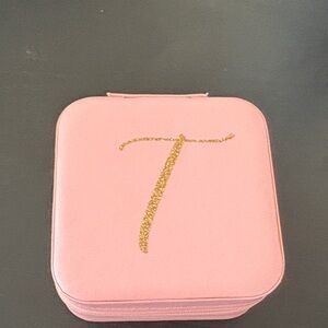 Pink Jewelry Case with Gold Initial “T”
